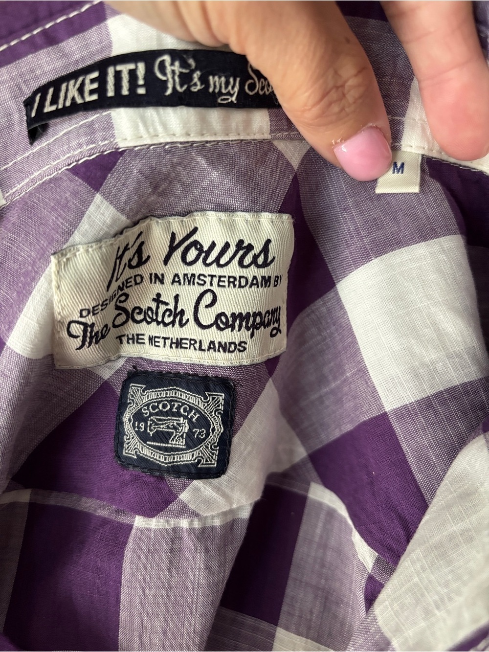 Scotch & Soda Amsterdam Purple White Plaid Button Down Shirt Long Sleeve - Picture 5 of 9